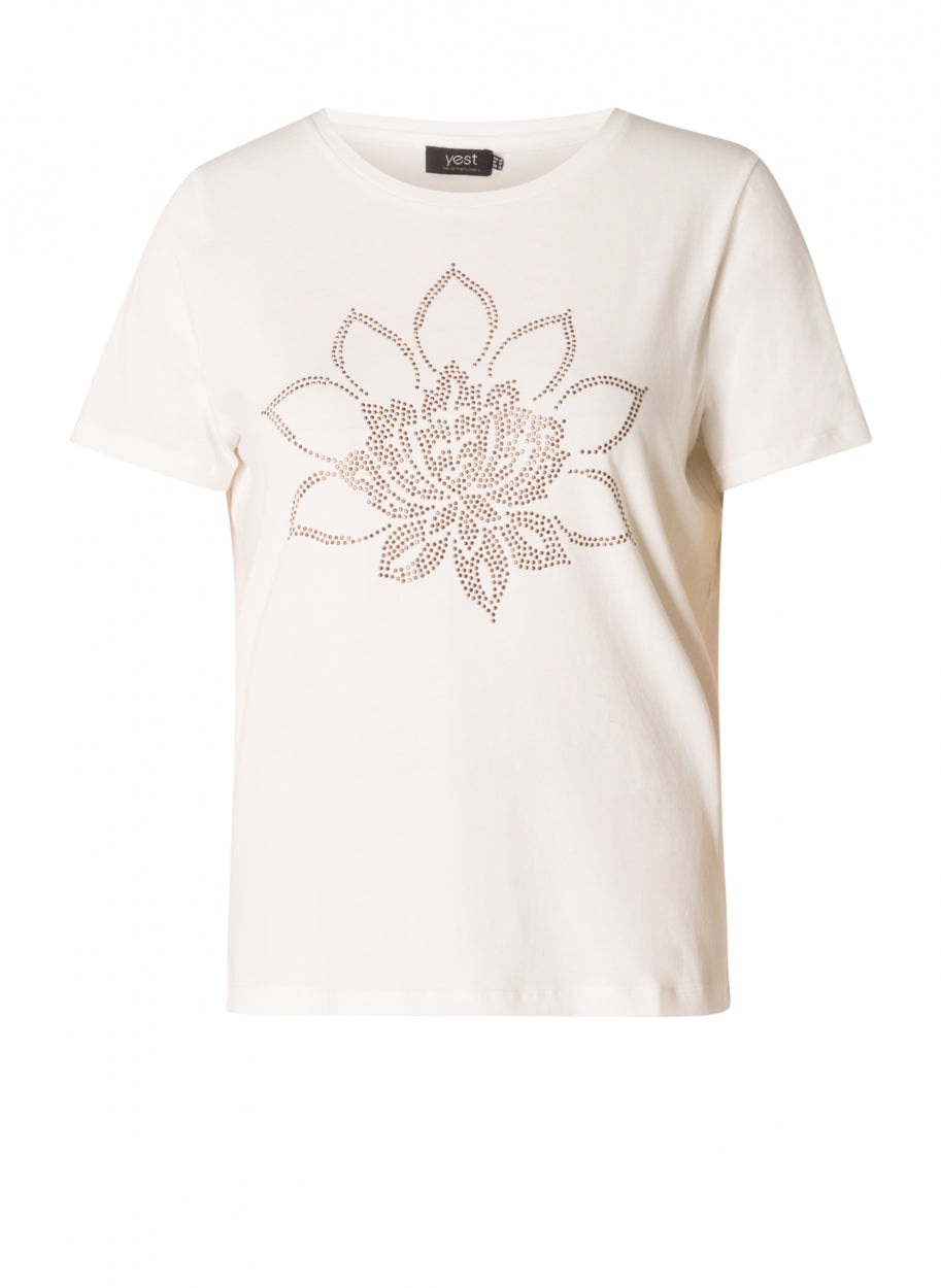 Fayza - T-shirt with Gold-coloured Studs-Tops-Yest-Urbanheer