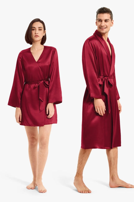 His & Hers Silk Smooth Robes Claret-Pajamas-MommeSilk-Urbanheer