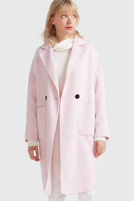 Publisher Double-Breasted Wool Blend Coat - Pale Pink-COAT-Belle & Bloom-Urbanheer