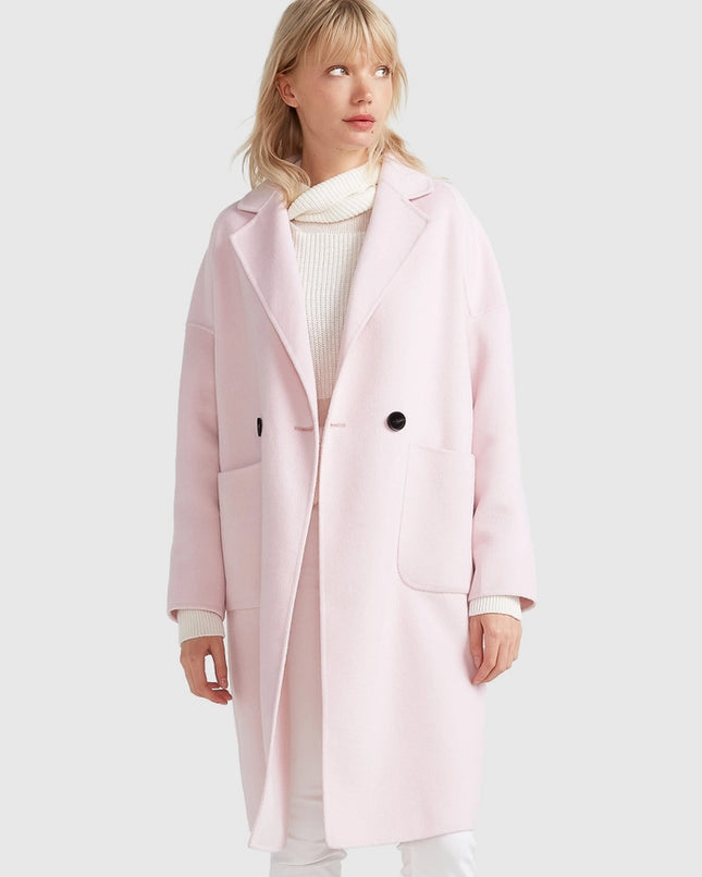 Publisher Double-Breasted Wool Blend Coat - Pale Pink-COAT-Belle & Bloom-Urbanheer