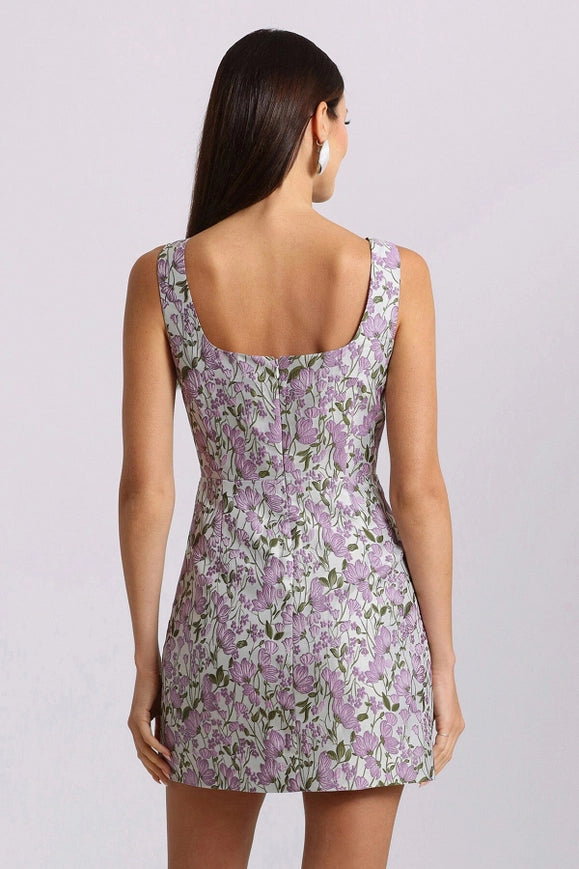 Floral Jacquard Tailored Mini Dress-dress-Avec Les Filles-Urbanheer