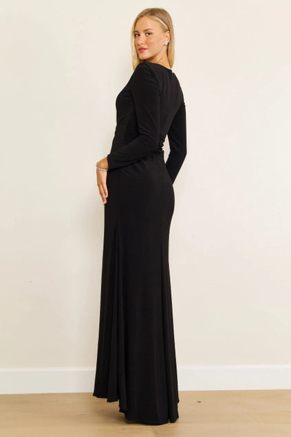 Dylan & Davids Long Formal Stretch Evening Long Sleeve Dress-Dylan & Davids-Urbanheer