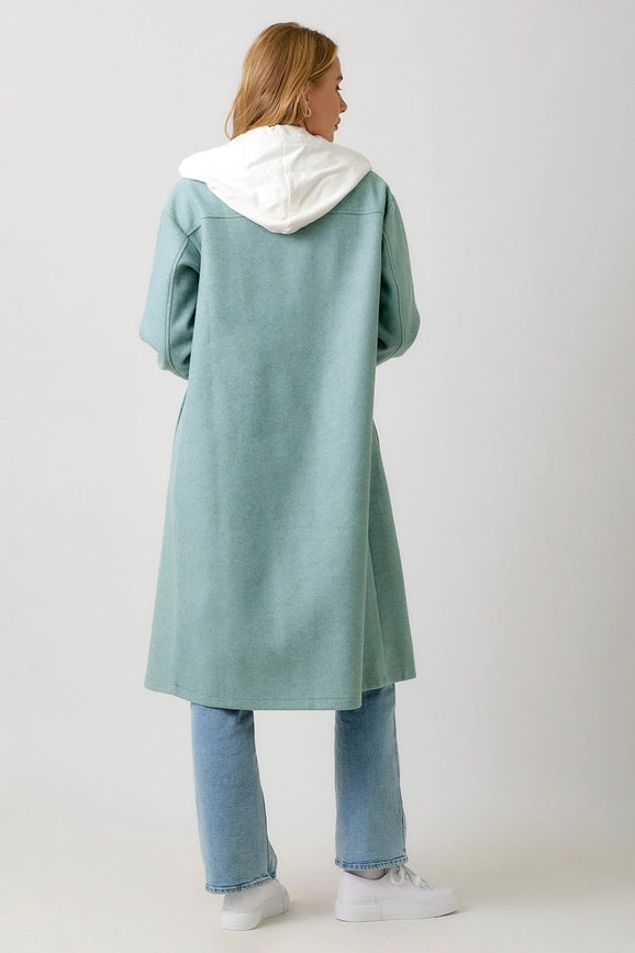 Twofer Hoodie Solid Coat Soft Blue