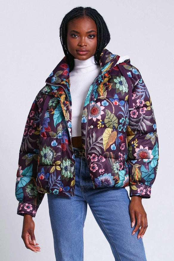 Printed Thermal Puff™ Hooded Puffer Jacket-Jacket-Avec Les Filles-Urbanheer