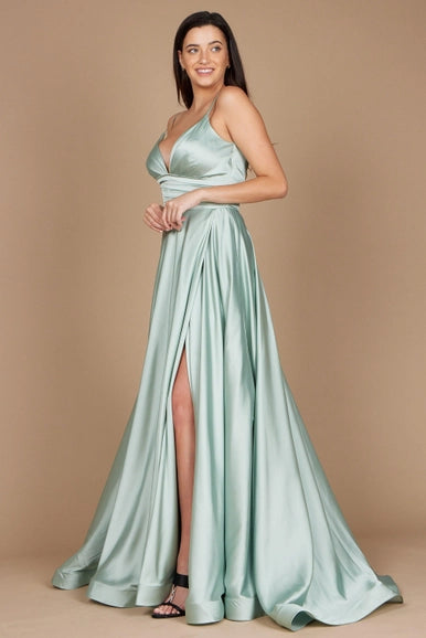 Sage Spaghetti Strap Prom Long Formal Gown Wholesale-Dylan & Davids-Urbanheer