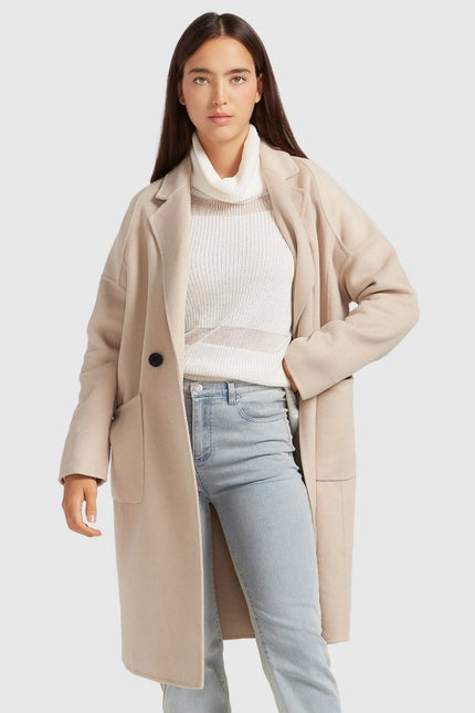 Publisher Double-Breasted Wool Blend Coat - Sand-COAT-Belle & Bloom-Urbanheer