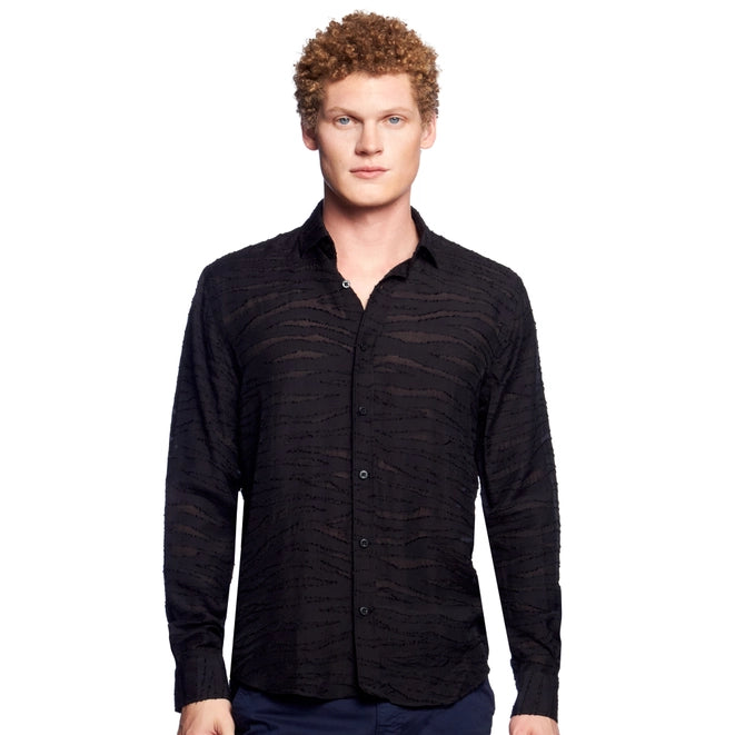 Scorcher Jacquard Button Down Shirt-SHIRT-Eight X-BLACK-S-Urbanheer