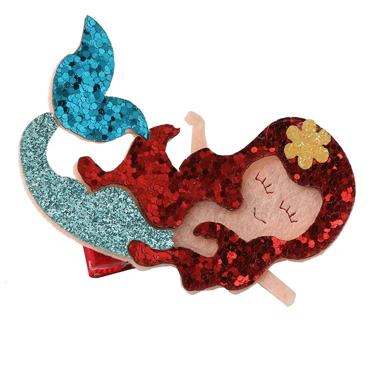 Pretty Mermaids Hair Clips.-Sparkle Sisters By Couture Clips-Red-Urbanheer