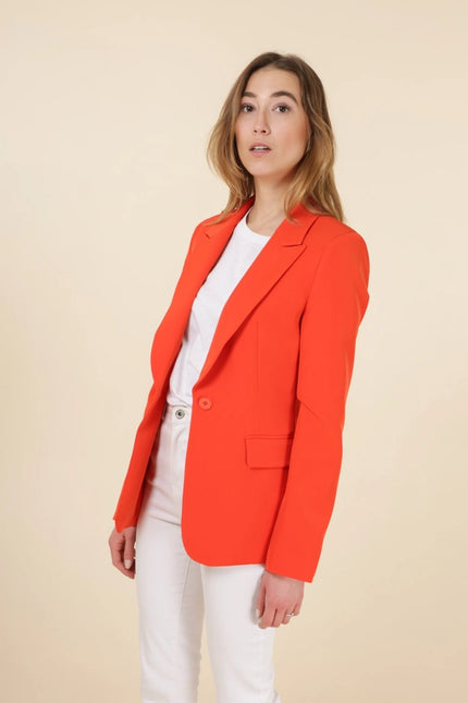 Timeless One-Button Fitted Plain Jacket Orange-Jacket-Attentif Paris-Urbanheer