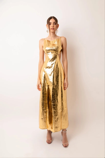 Jennifer Gold Metallic Maxi Dress-Dress-Amy Lynn-Urbanheer