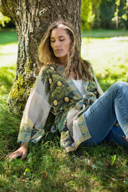 Tree Of Life Bamboo Bohemian Kimono Cardigan With Belt-Kimonos-Market of Stars-Urbanheer