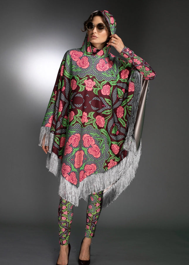 Floral-Printed Fabric Reversible Pink Rosses Floral Cape-Nuvula-Urbanheer