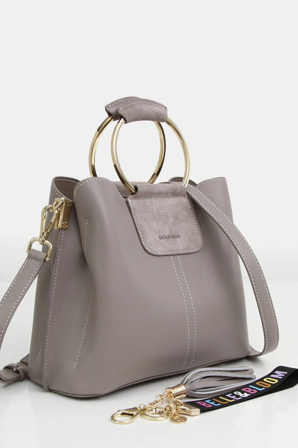 Twilight Leather Cross-Body Bag - Grey-Bag-Belle & Bloom-H21cm x W25cm x D12cm-Urbanheer