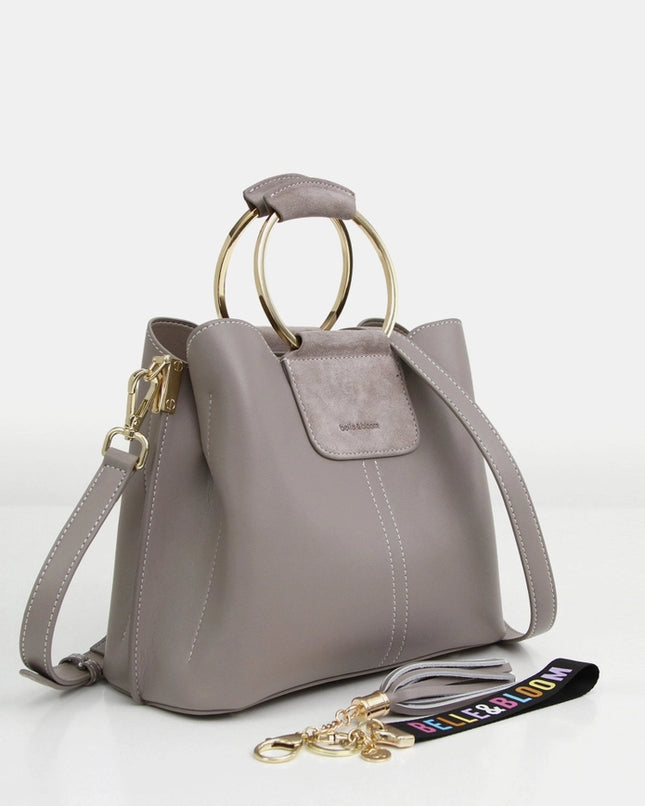 Twilight Leather Cross-Body Bag - Grey-Bag-Belle & Bloom-H21cm x W25cm x D12cm-Urbanheer