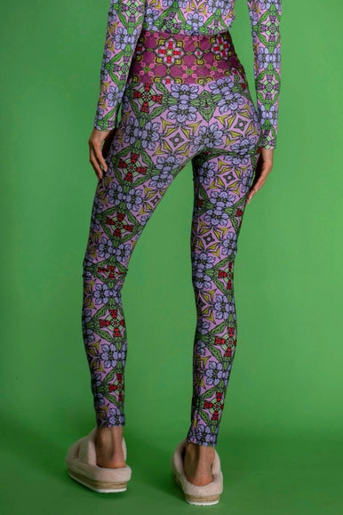 Botanic Stylish Print Trousers Deco Purple Stretchy Leggings-Nuvula-Urbanheer