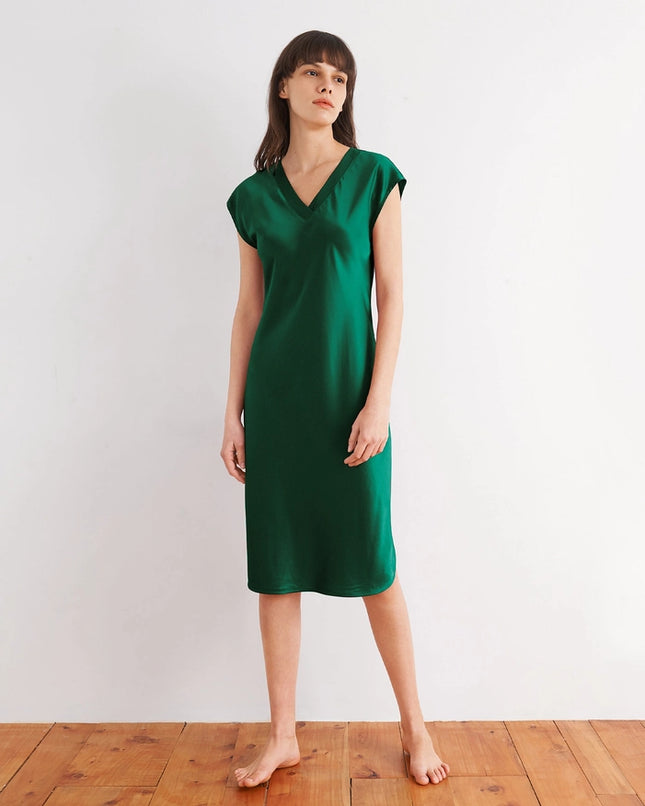 Relaxed Fit Night Gown Emerald Green-Night Gown-MommeSilk-Urbanheer