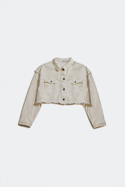 Cropped Denim Trucker Jacket in White-Shacket-Q2-Urbanheer