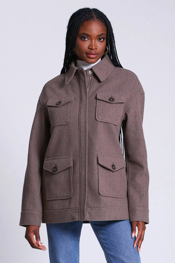 Relaxed Utility Shacket Mocha Brown-Jacket-Avec Les Filles-Urbanheer