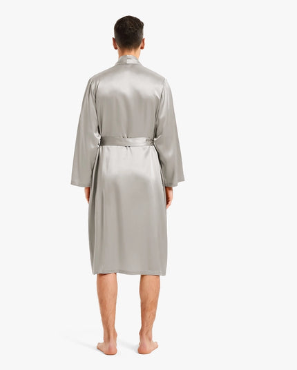 Smooth Silk Robe Cilver Gray-Robe-MommeSilk-Urbanheer