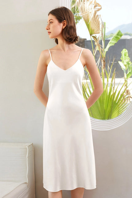 Classic Silk Night Gown Ivory-Night Gown-MommeSilk-Urbanheer