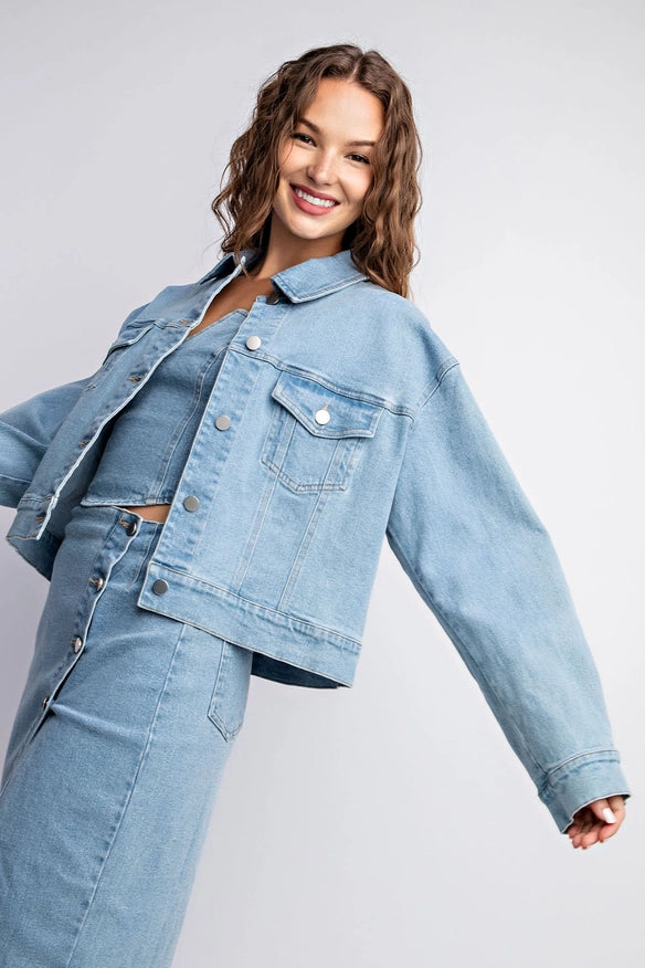 Stretched Denim Jacket with Pocket-Jacket-EDIT by NINE-Urbanheer