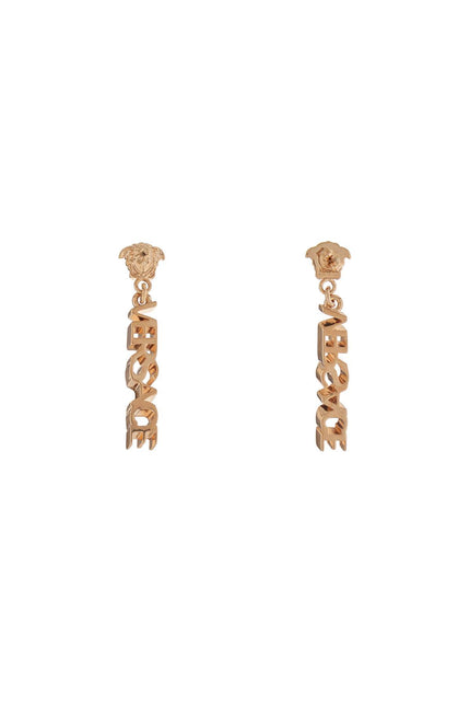 Versace gold metal lion head earrings with three-dimensional effect