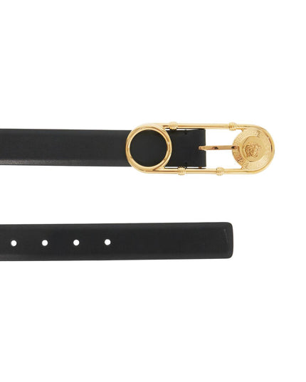 Versace leather safety pin belt