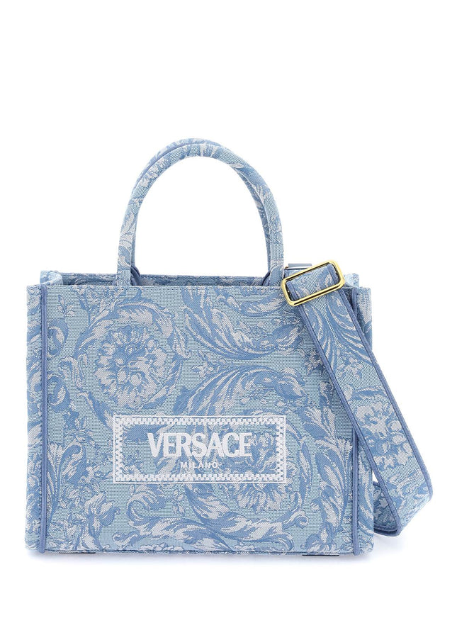 Versace athena barocco small tote bag-Bags-Versace-Light blue-cotton-Urbanheer