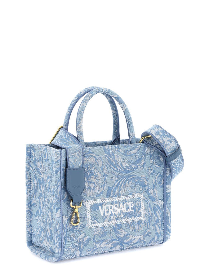 Versace athena barocco small tote bag-Bags-Versace-Light blue-cotton-Urbanheer