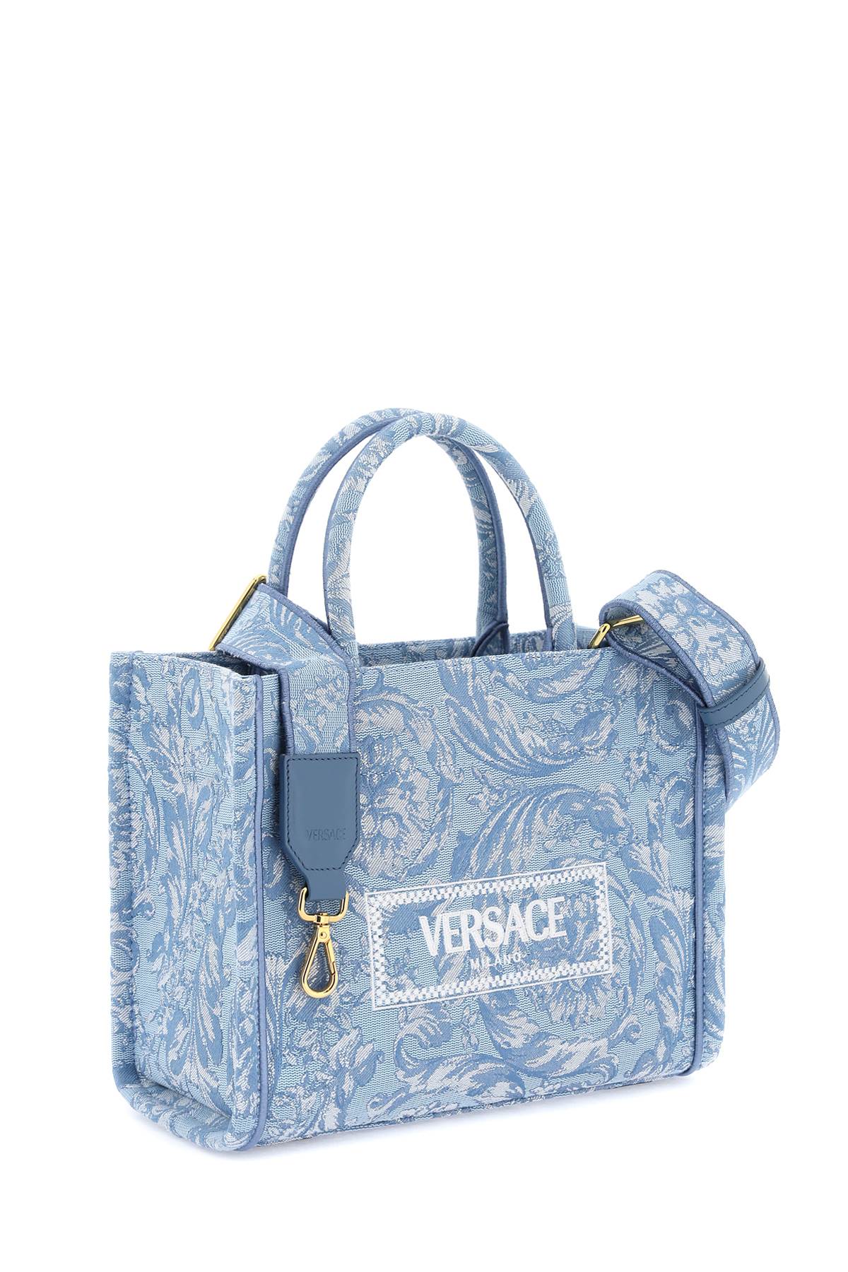 Versace athena barocco small tote bag-Bags-Versace-Light blue-cotton-Urbanheer