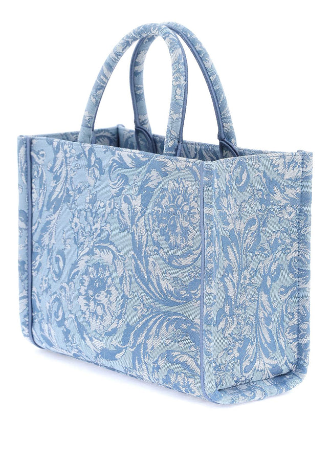 Versace athena barocco small tote bag-Bags-Versace-Light blue-cotton-Urbanheer