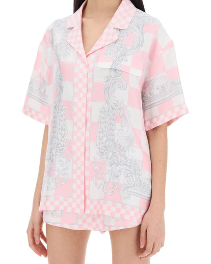 Versace printed silk bowling shirt in eight Pink-shirt-Versace-Urbanheer