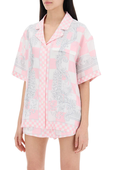 Versace printed silk bowling shirt in eight Pink-shirt-Versace-Urbanheer