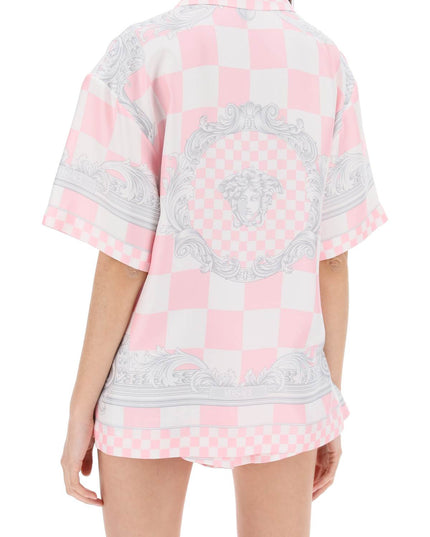 Versace printed silk bowling shirt in eight Pink-shirt-Versace-Urbanheer