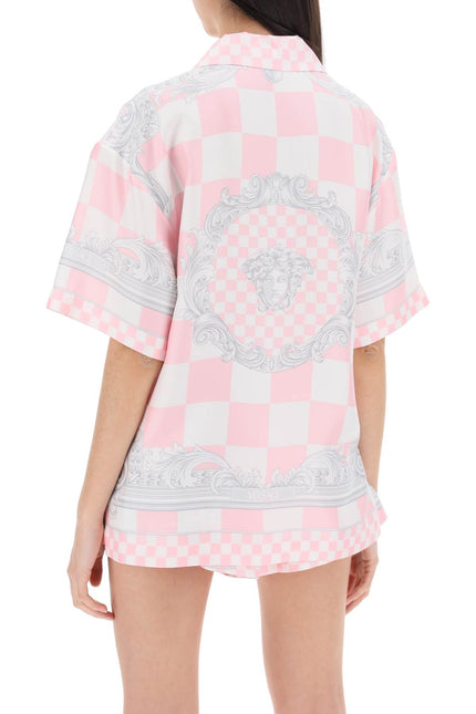 Versace printed silk bowling shirt in eight Pink-shirt-Versace-Urbanheer