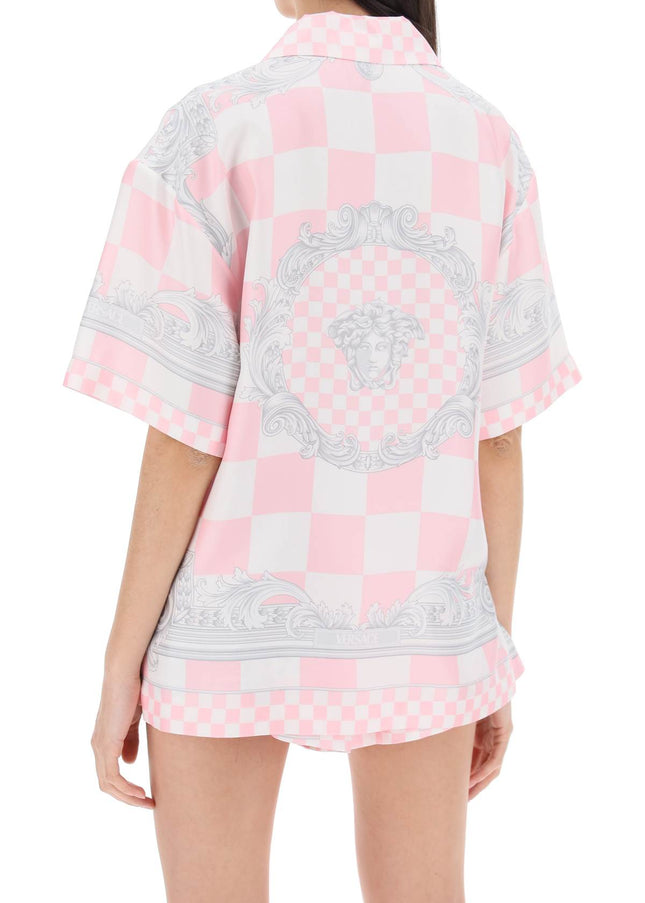 Versace printed silk bowling shirt in eight Pink-shirt-Versace-Urbanheer