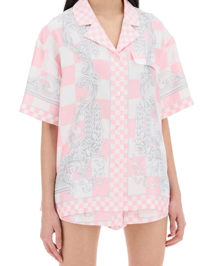 Versace printed silk bowling shirt in eight Pink-shirt-Versace-Urbanheer