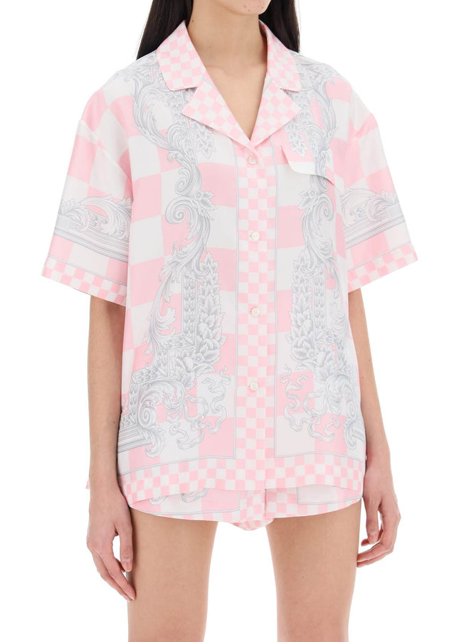 Versace printed silk bowling shirt in eight Pink-shirt-Versace-Urbanheer