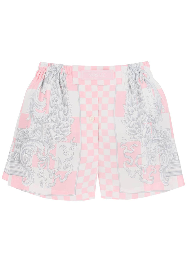 Versace printed silk shorts set-Shorts-Versace-Pink-40-Urbanheer