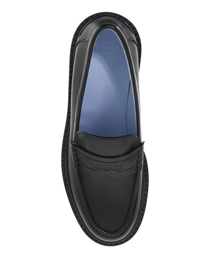 Versace smooth leather adriano loafers in