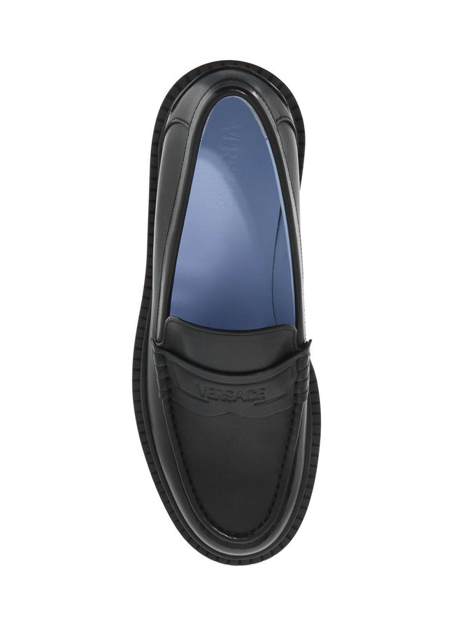 Versace smooth leather adriano loafers in