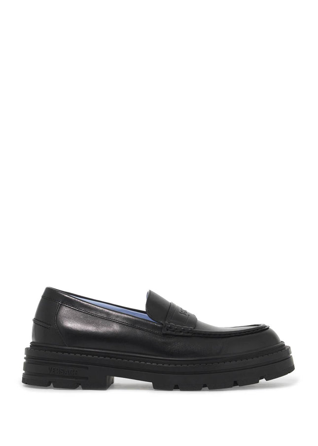 Versace smooth leather adriano loafers in