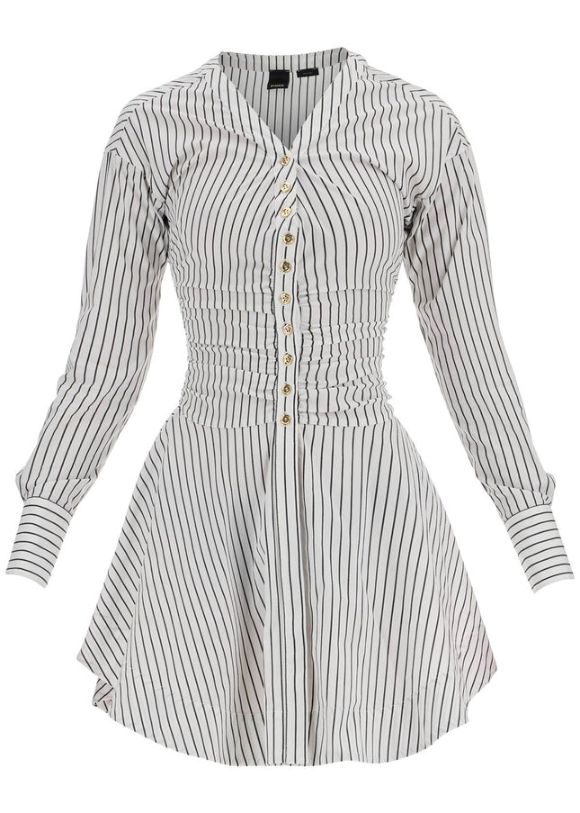 Pinko striped poplin mini dress with nine