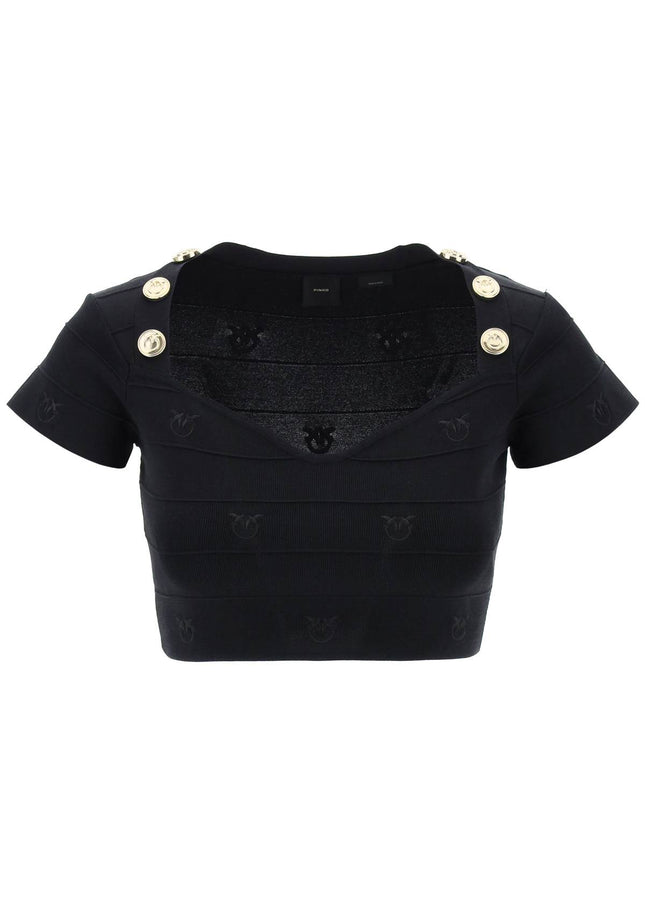 Pinko Hoodia Knitted Crop Top-TOP-Pinko-Black-S-Urbanheer