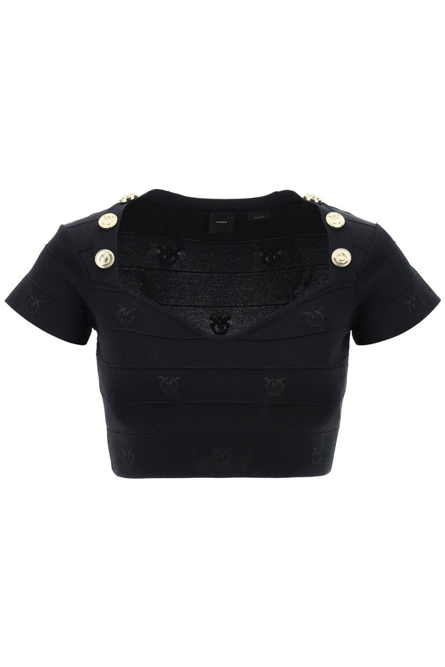 Pinko Hoodia Knitted Crop Top-TOP-Pinko-Black-S-Urbanheer