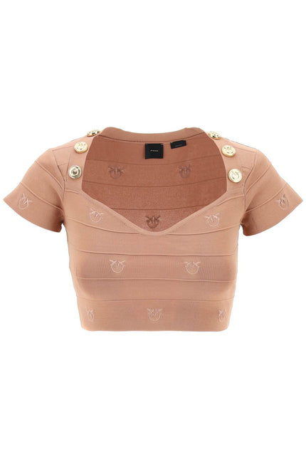 Pinko Hoodia Knitted Crop Top-TOP-Pinko-Beige-S-Urbanheer