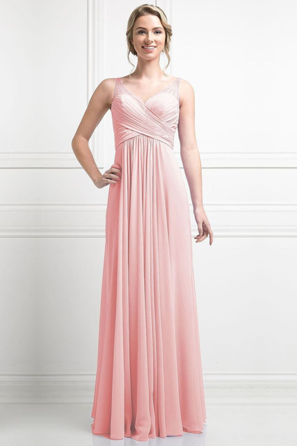 Chiffon Empire Waist Dress-Evening-Tux-USA-4-Blush-Urbanheer