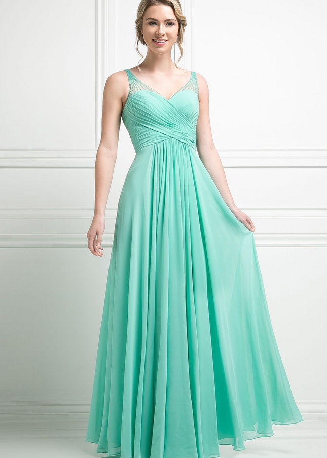 Chiffon Empire Waist Dress-Evening-Tux-USA-6-Mint-Urbanheer