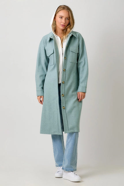 Twofer Hoodie Solid Coat Soft Blue