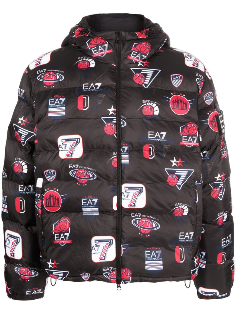 Ea7 Multicolor Logo-Print Hooded Puffer Jacket-EA7-3XL-Urbanheer